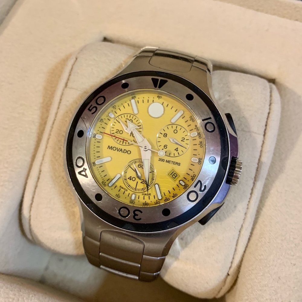 Movado Men's 800 Yellow Chronograph Watch